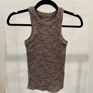 Loft petite heather brown stretch tank top